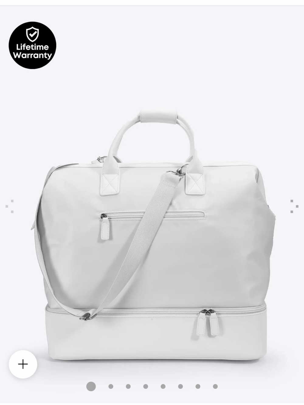 NOBL White Travel Weekender Bag with Shoe Compartment
